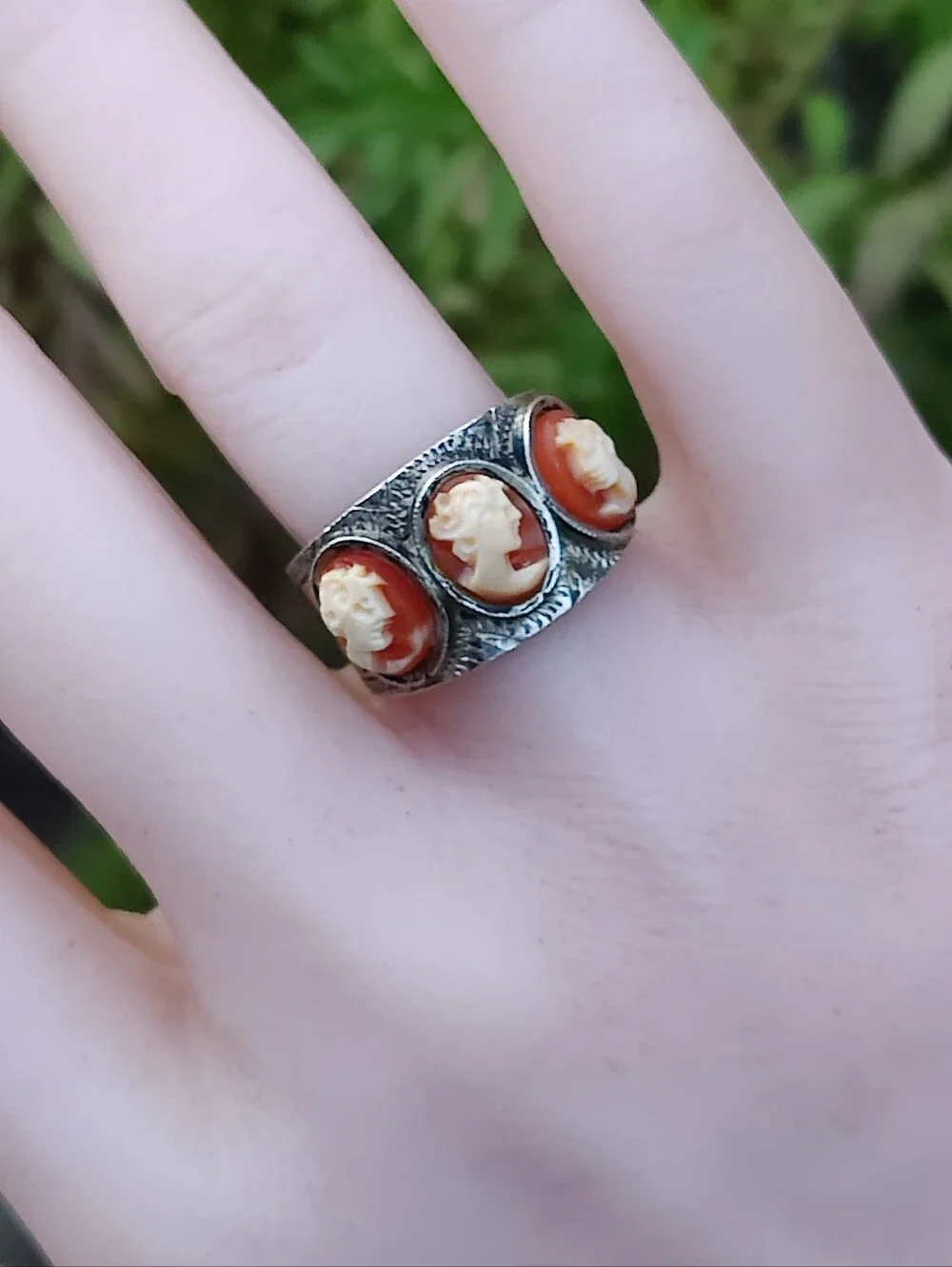 Antique 800 Silver Cameo Ring